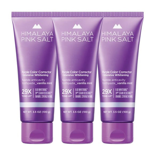 Himalaya Pink Salt Purple Color Corrector + Intensive Whitening Toothpaste Pack of 3